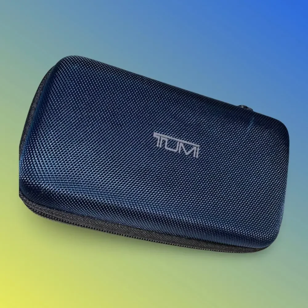 Tumi for Delta First Class Amenity Travel Hard Case Only Blue Zip Around Holiday